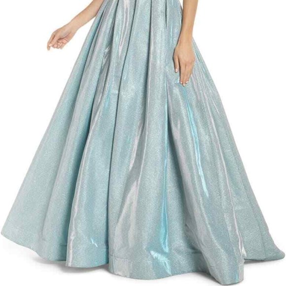 MAC DUGGAL 25939I SHIMMERING ICE HALTER NECK BALLGOWN sz 12 - Picture 7 of 11